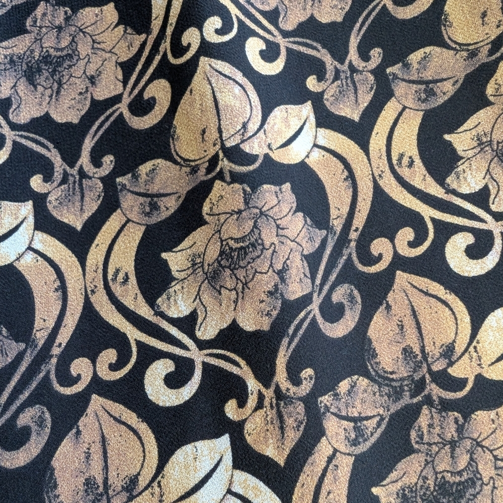 Ricki’s Black Gold Baroque Midi Dress XL Flowy Sleeveless Dark Quiet Luxury - Picture 6 of 11